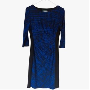Lauren Ralph Lauren Drape Lined Dress 4 Blue Black